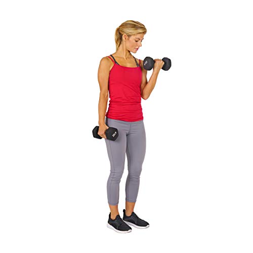 Sunny Health & Fitness Neoprene Coated Hex Shaped Dumbbell Non-Slip Fitness Weights for Home Gym Exercise, Full Body Workout Strength Building, Weight Loss, Sold in Pairs - Sizes - 2LB, 5LB, 8LB, 10LB