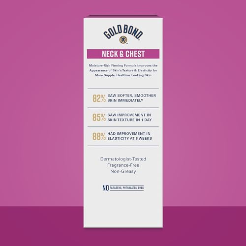 Gold Bond Age Renew Neck & Chest Firming Cream, 2 Oz, Hydrates, Renews, and Visibly Improves Firmness, Texture & Elasticity of Aging Skin, Non-Greasy, Dermatologist-Tested, Hypoallergenic, Unscented