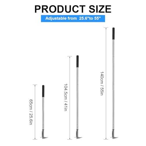 BARAYSTUS Crack Weeder, Stainless Steel Manual Crevice Weeding Tool, Long Handle Weed Grabber Remover, L-Shaped Manual Weeder Puller, Durable Crevice Weeding Tool for Sidewalk Garden Patio Lawn