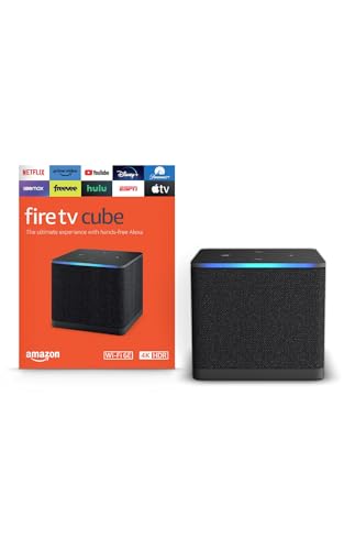 Fire TV Cube, with AI-powered Fire TV Search, Hands-free streaming device, find shows faster with Alexa+, Wi-Fi 6E, 4K Ultra HD