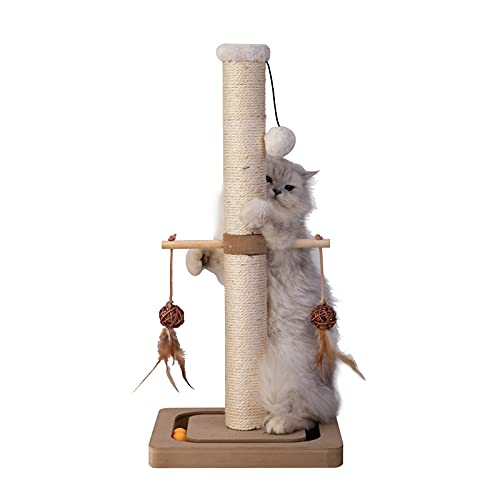 PEEKAB Cat Scratching Post Sisal Scratch Posts for Indoor Kittens and Cats,with Interactive Tracking Toys Suitable for Vertical Scratcher of Small and Medium-Sized Cats 25 Inches Beige