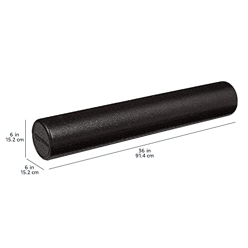 Basics High-Density Foam Roller for Exercise, Stretching and Muscle Recovery, 36 Inches, Black