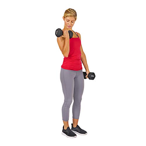 Sunny Health & Fitness Neoprene Coated Hex Shaped Dumbbell Non-Slip Fitness Weights for Home Gym Exercise, Full Body Workout Strength Building, Weight Loss, Sold in Pairs - Sizes - 2LB, 5LB, 8LB, 10LB