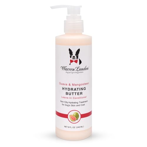 Warren London Hydrating Butter Leave in Pet Conditioner for Dogs | Lotion for Skin and Coat | Aloe Puppy & Dog Conditioner for Hair Detangler, Dry Skin, & Pet Fur Dandruff | Made in USA | Guava 8oz