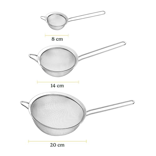 Cuisinart, Mesh Strainers, Stainless Steel Mesh Strainers for Kitchen, Fine Mesh Kitchen Strainer Set for Sifting, Straining and Cooking, Ctg-00-3Ms, 3 Count