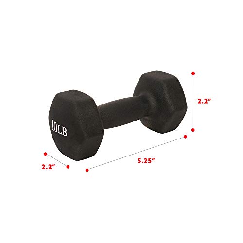 Sunny Health & Fitness Neoprene Coated Hex Shaped Dumbbell Non-Slip Fitness Weights for Home Gym Exercise, Full Body Workout Strength Building, Weight Loss, Sold in Pairs - Sizes - 2LB, 5LB, 8LB, 10LB