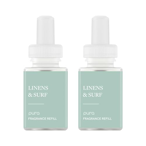 Pura Smart Home Scent Refill - Long-Lasting Premium Fragrance per Refill - Clean Diffuser Fragrance for Home, Office & Apartment - 2 Pack, Linens & Surf
