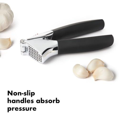 OXO Good Grips Heavy Duty Garlic Press, Die-Cast Zinc, Black