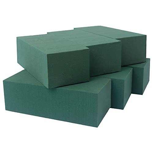 FLOFARE Pack of 6, Dry and Wet Floral Foam Blocks for Fresh and Artificial Flowers, Each (7.8” L x 3.5” W x 2.4” H), for Wedding, Birthdays, Home, Office, and Garden Decorations