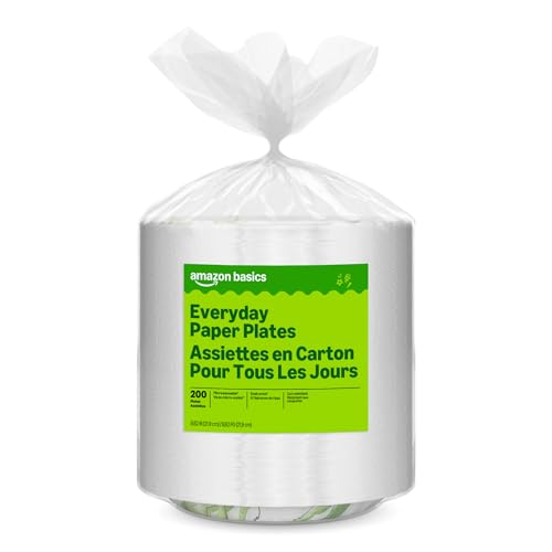 Basics Everyday Paper Plates, 8.62 Inch, Disposable, 200 Count, Packaging May Vary