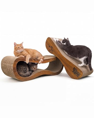 Cat Scratcher 2 in 1 Scratchers for Indoor Cats Scratching Board Cardboard, Horizontal Corrugated Scratch Pad for Cats as Beds & Furniture Reversible Sofa Scratch