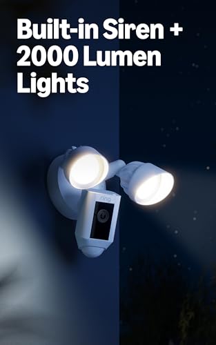 Ring Floodlight Cam Wired Plus (newest model), Outdoor home or business security with motion-activated 1080p HD video and floodlights, Black