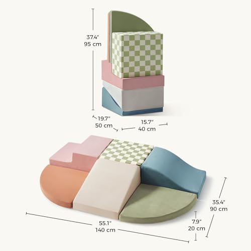 Tiny Land Soft Foam Climbing Blocks for Toddlers, 6-Piece Baby Foam Climbing Blocks, Indoor Playground Climbing Toys, Ideal Gift for Kids Activity Crawling and Sliding Foam Play Set (Morandi)