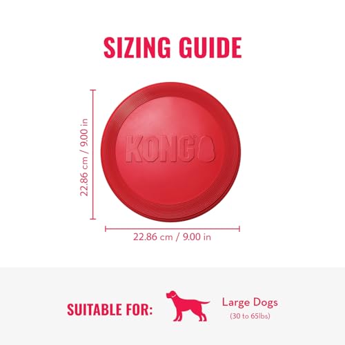 KONG Flyer - Durable Dog Toy for Outdoor Playtime - Natural Rubber Flying Disc, Dog Toy for Fetch - Safer Disc for Healthy Activity - for Medium/Large Dogs