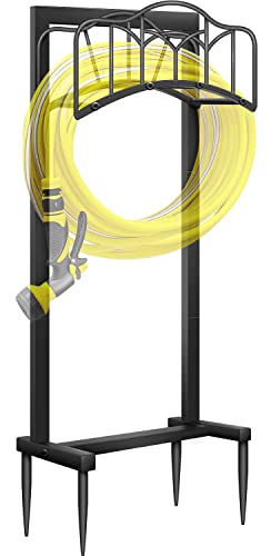 Garden Hose Holder -Upgraded Hose Holder Holds 100-feet Hose,Freestanding Heavy Duty Hose Hanger,Sturdy Hose Stand for Lawn & Yard,Black