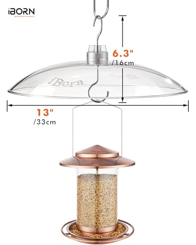 iBorn Baffles for Bird Feeders, 13” Bird Feeder Cover for Rain Guard, Birds Feeders Rain Guard, Full Protection for Feeders for Outdoors, Chew-Proof Polycarbonate, Pack of 2, Transparent