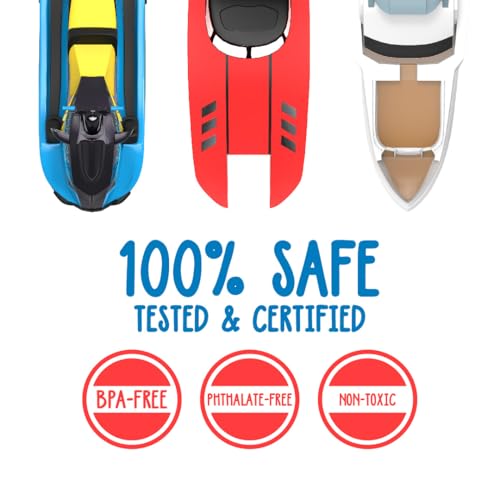 SplashEZ Bath Toy Boats for Toddlers, Mold Free Boat Bath Toys for Kids & Toddlers, No Hole for Water Floating Ships for Bathtub, Pool, Shower for Boys & Girls, 3-Pack: Jet Ski Yacht Catamaran