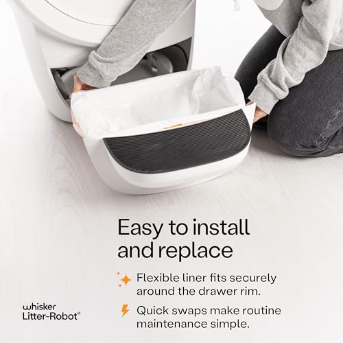 Litter-Robot Waste Drawer Liners by Whisker, 25 Pack - Litter Box Liners, Custom Fit for Litter-Robot, 9-11 Gallons of Capacity, Quick to Install and Easy to Empty