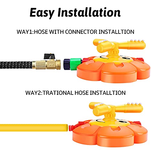 Water Sprinkler for Kids Toddlers Sprinklers with Roating Spray Nozzles Attaches Garden Water Hose Outdoor Play Outside Toys 3-4 Summer Backyard Lawn Game Yard Water Toy for Kids 3-5 4-8 Boy Girl
