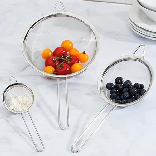 Cuisinart, Mesh Strainers, Stainless Steel Mesh Strainers for Kitchen, Fine Mesh Kitchen Strainer Set for Sifting, Straining and Cooking, Ctg-00-3Ms, 3 Count