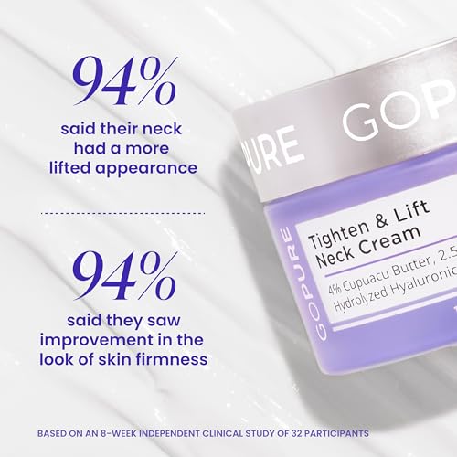 goPure Tighten & Lift Neck & Chest Moisturizer Cream for Visibly Firming, Tightening and Lifting Wrinkles & Crepey Skin, 1.7oz