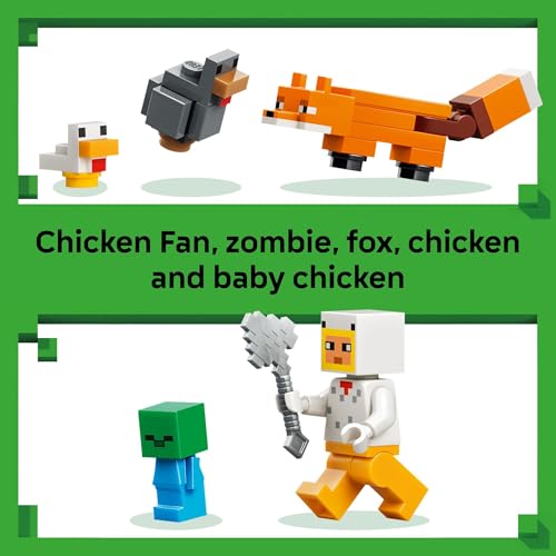 LEGO Minecraft Chicken Farm Building Toy for Kids - Video Game Playset & Figures for Boys & Girls, Ages 7+ - Gift for Birthdays - 21585