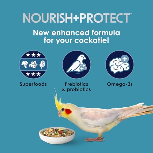 Kaytee Forti-Diet Pro Health Nourish+Protect Cockatiel Food, Comprehensive Nutrition Backed by Science, Digestive Health, Immune Support, 5 pounds