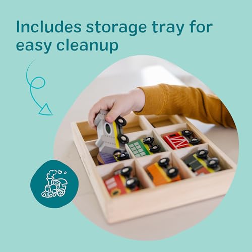 Melissa & Doug Wooden Train Cars, 8-Piece Magnetic Train Set with Toy Storage Tray, Steam Engine, Caboose, Coal & Passenger Cars, Montessori-Inspired Pretend Play Toys for Kids Ages 3+