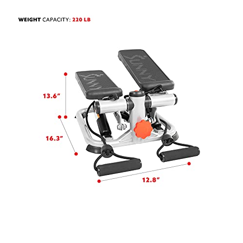 Sunny Health & Fitness Mini Steppers with Digital Monitor and Resistance Bands, Compact Low-Impact Cardio Machines for Home Workouts