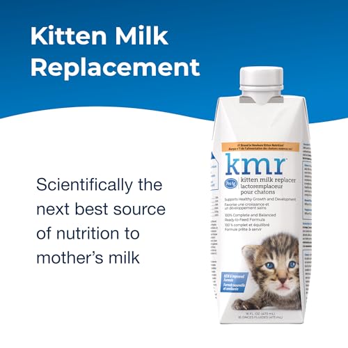 PetAg KMR Kitten Milk Replacer Liquid - 16 oz - Ready-to-Feed Formula with Vitamins for Newborn Kittens to 1 Year - Easy to Digest