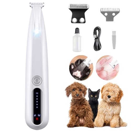 2026 New Pet Precision Trimmer, Dog Paw Trimmer with LED Light, Low Noise, IP68 Waterproof, Dual-Speed Motor, Suit for Trimming Paw, Ear, Face, Butt, Eyebrows, USB Rechageble