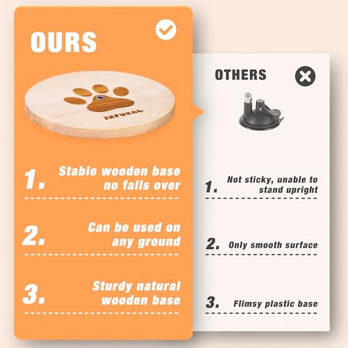JXFUKAL Interactive cat Toy, Automatic Cat Wand Toy with Stable Wooden Base, 2 PCS Detachable Cat Teaser, 5PCS Refills Replacement & Hanging Elastic String, Kitty Kitten Toys Feather Spring Bird Toy