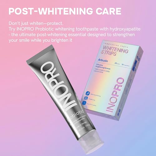 InoPro Teeth Whitening Strips 14 Treatments Kit - Enamel Safe Teeth Whitener, Peroxide-Free, Green White Strips for Teeth Whitening with Arbutin, Coconut Oil, Deep Stains Removal (28 Strips)