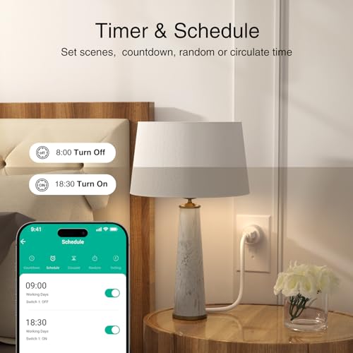 GHome Smart Plug, WiFi Smart Plugs Work with Alexa and Google Home, Smart Outlet Timer with APP Remote Control, 2.4GHz Wi-Fi Only, No Hub Required, ETL FCC Listed