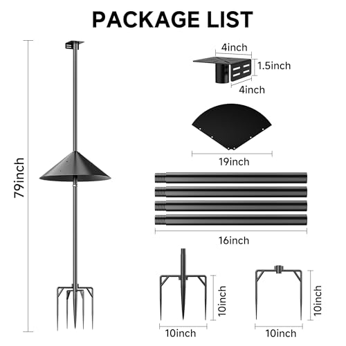 79" Smart Bird Feeder Pole Stand with 19" Proof Squirrel Baffle - Dia 1 Inch Bird House Pole for Camera Birdfeeder, Feeding Station for Outdoors Heavy Duty, Compatible Post Mount