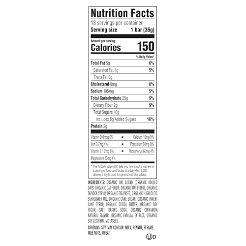 Zbar - Iced Oatmeal Cookie - Soft-Baked Energy Snack Bars - Non-GMO - 12g Whole Grains - USDA Organic Granola Bars - Snacks for Kids (18 Pack)