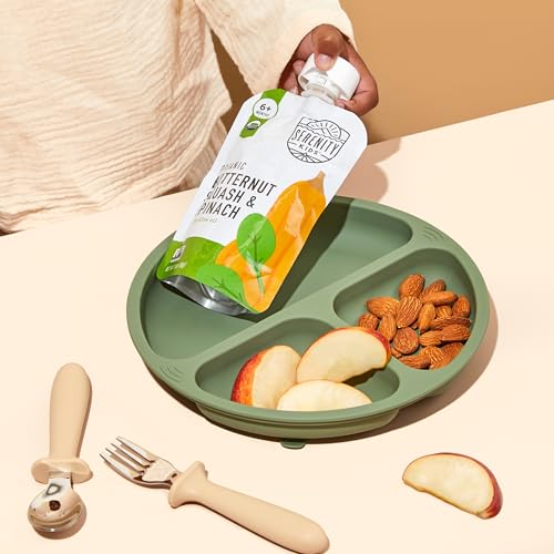 Serenity Kids 6+ Months Baby Food Puree Pouch - 5g Protein-Packed Toddler Snacks - Organic Meat & Veggie Food Pouches - Recyclable Containers for Toddler Meals - 3.5 Oz, Pack of 18