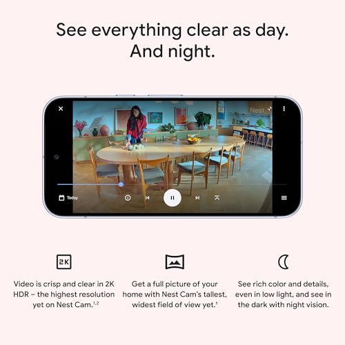 Google Nest Cam Indoor (Wired, 3rd Gen) - Security Camera with 2K Video and Gemini, Night Vision, 2-Way Audio, Works with Google Home - 2025 Model - Snow