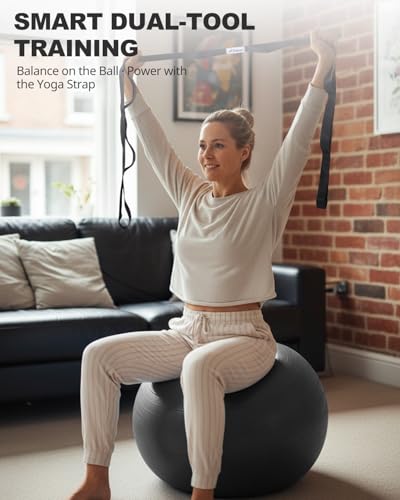 Trideer Exercise Ball for Yoga, Pilates & Fitness – Stability Ball Equipment for Home Gym & Office Chair, Core & Balance Training Accessories, Physical Therapy Equipment, Quick Pump Included, 5 Sizes