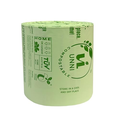 UNNI Compostable Trash Bags, 2.6 Gallon / 9.84 Liter, 100 Count, Extra Thick 0.71 Mil Small Kitchen Food Scrap Bin Liners, Certified by BPI, CMA & OK compost HOME, Meets the ASTM D6400 Standard