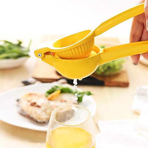 Y-ME Manual Juicer Citrus Lemon Squeezer, Fruit Juicer Lime Press Metal, Professional Hand Juicer Kitchen Tool(Yellow）