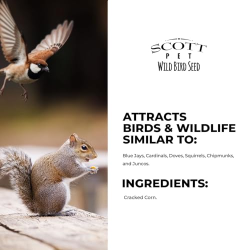 Scott Pet Wild Bird Seed, Cracked Corn, 9 lbs Bag, Feed, Great Source of Protein and Fiber, Food for Outside Wild Birds