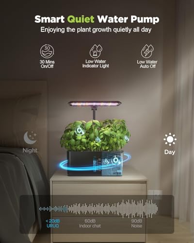 URUQ Hydroponics Growing System Garden: 8 Pods Indoor Herb Garden with Grow Light Plants Germination Kit Quiet Automatic Hydroponic Height Adjustable - Gardening Gifts for Women Kitchen