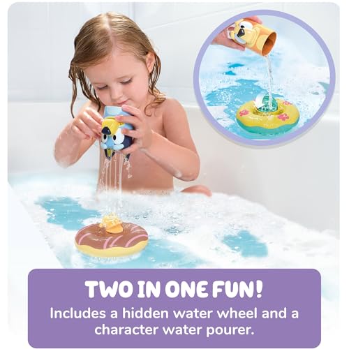 TOMY Toomies Splash & Float Bingo and Bluey Water Toys - 2-in-1 Toddler Bath & Pool Play Set with Pour Cups & Water Wheels - Ages 18 Months+