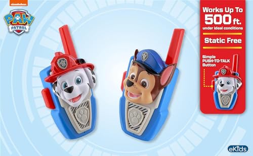 Paw Patrol Toy Walkie Talkies for Kids, Static Free Extended Range Indoor and Outdoor Toys (Chase Marshall)