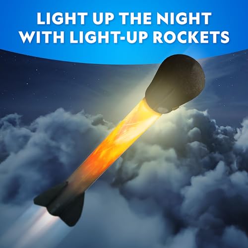 National Geographic Air Rocket Toy – Ultimate LED Rocket Launcher for Kids, Jump and Launch the Light Up, Air Powered, Foam Tipped Rockets up to 100 Feet