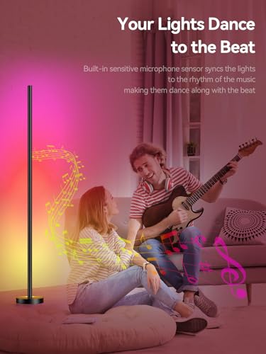OIYN Smart RGBICW LED Corner Floor Lamp - 16 Million DIY Colors, 68+ Scenes, Music Sync, App & Remote Control, Color-Changing Ambient Lighting for Living Rooms, Bedrooms, and Gaming Rooms