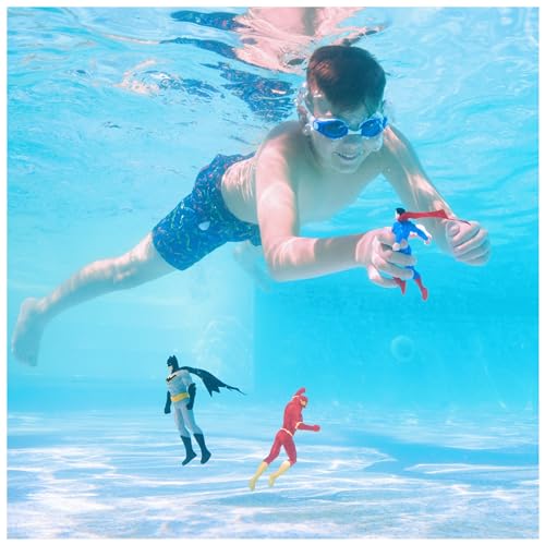 Swimways DC Dive Characters 3-Pack, Swimming Pool Accessories & Kids Pool Toys, DC Party Supplies & Water Toys for Kids Aged 5 & Up