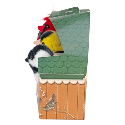 Wild Republic Audubon Birds Collection with Authentic Bird Sounds, Northern Cardinal, American Goldfinch, Chickadee, Bird Toys for Kids and Birders 3 Count (Pack of 1)
