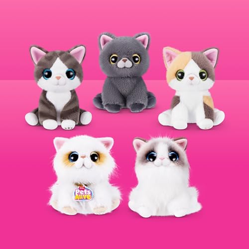 Pets Alive Smitten Kittens Series 2 (Calico Cat) by ZURU – Interactive Plush Cat Toy with 10 Sounds, Surprise Unboxing, Soft Collectible Pet for Ages 3+